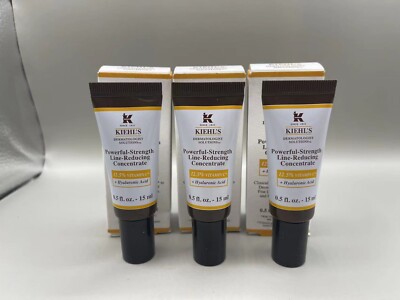 LOT OF 3 KIEHLS POWERFUL-STRENGTH LINE-REDUCING CONCENTRATE 12.5% VITAMIN C 15ML