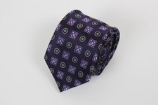 Kids. Childrens IKE BEHAR Silk Tie. Purple Floral Medallion.