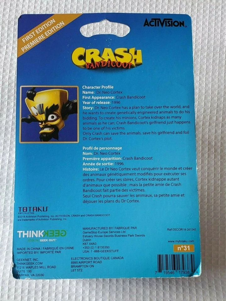 TOTAKU Crash Bandicoot Dr Neo Cortex GameStop Exclusive Figurine NEW Collectible - Image 2 of 2