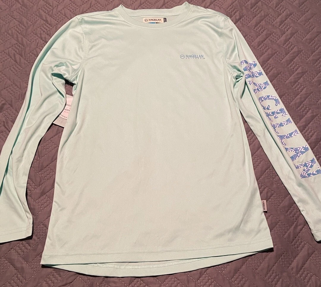 Magellan Fishing Shirt Womens Size XS Boyfriend Fit Mint Green Moisture Wicking