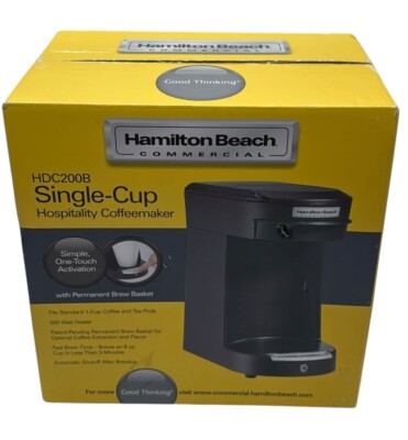 NEW Hamilton Beach Commercial  Black 1 Cup Pod Coffeemaker - HDC200B