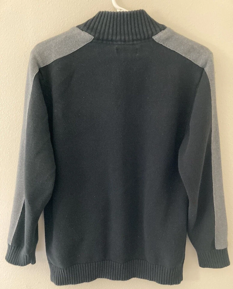 Chaqueta Suéter Calvin Klein Juvenil XL (18-20) Negra/Gris Acanalada Cremallera Completa Cuello Simulado Foto 2 de 4