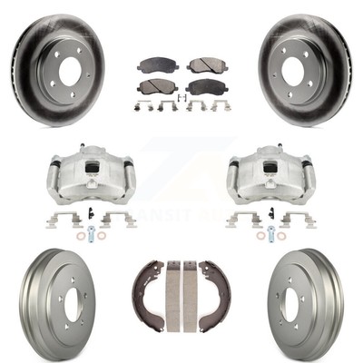 Front Rear Brake Caliper Coat Rotor Drum Semi-Metallic Pad Kit For Dodge Caliber