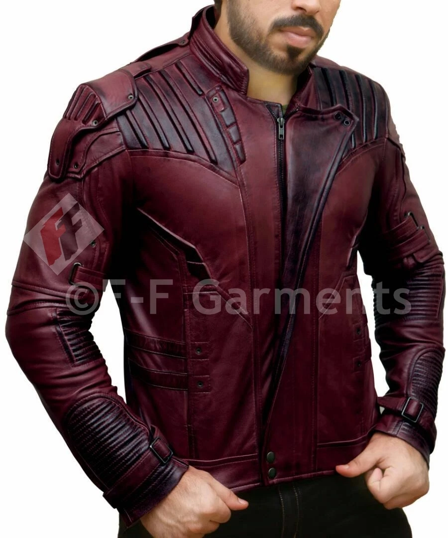 Guardians of the Galaxy 2 Star Lord Chris Pratt Maroon Real Leather Jacket