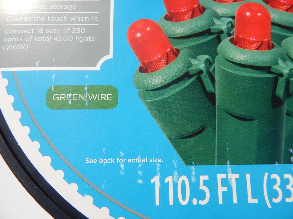 Wal-Mart Holiday Time 500 LED Red Dome Lights Green Wire Indoor/Outdoor - Image 4 of 4