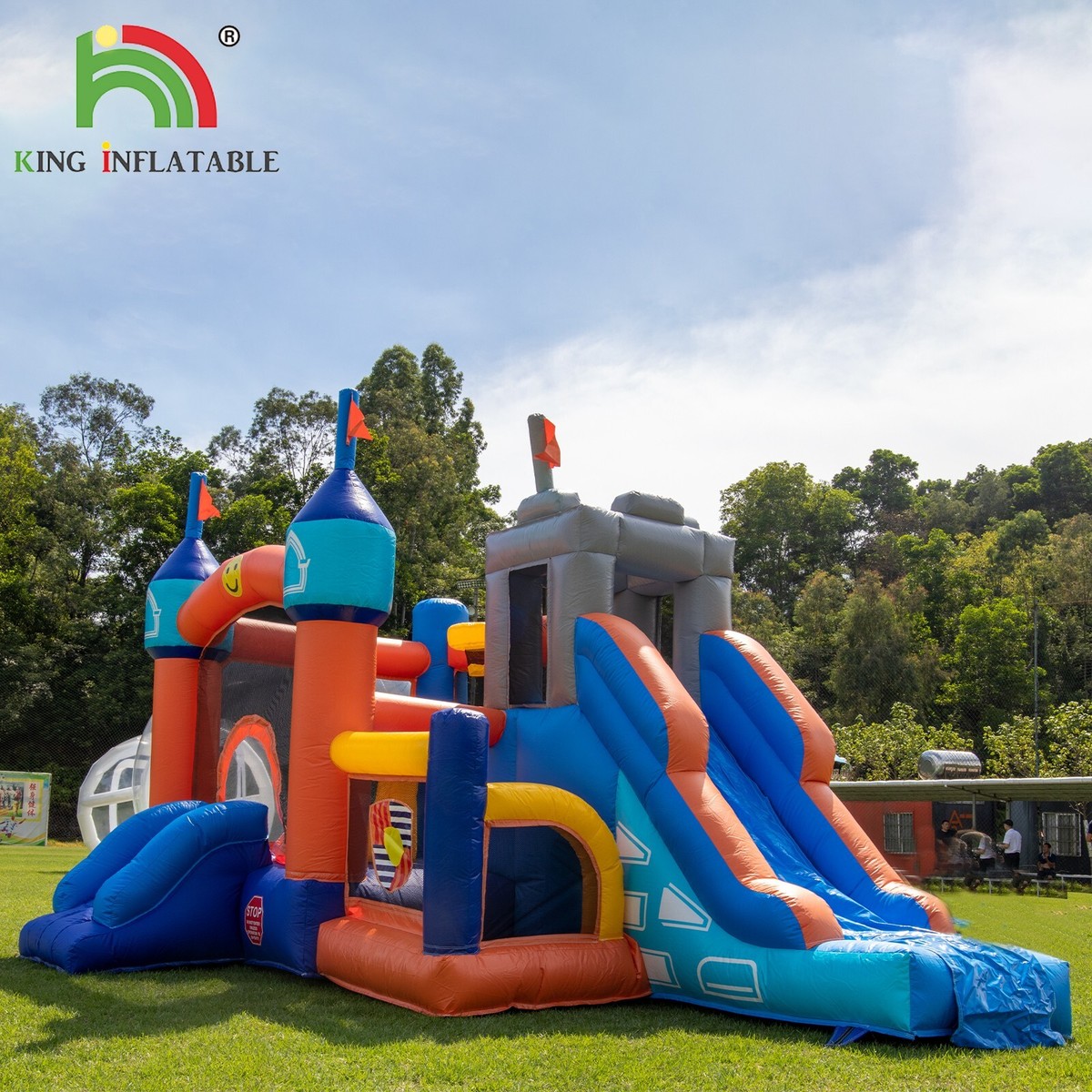 Castle Bounce House with Two Slides w/Blower Inflatable Bouncer Castle For  Kids