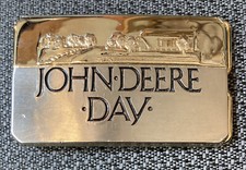 John Deere Day belt buckle Tractors Equipment 2"x3.25" 1988 Vintage