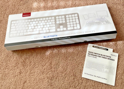 Macally Quick Switch Bluetooth Keyboard for 3 Devices Mac or Apple iPad iPhone 