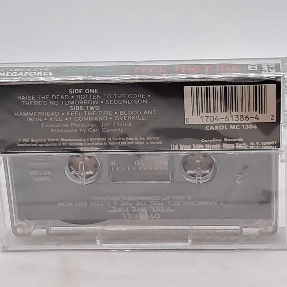 1987 Over Kill Feel the Fire Cassette Tape Megaforce Carol MC 1386 New Sealed - Image 3 of 4