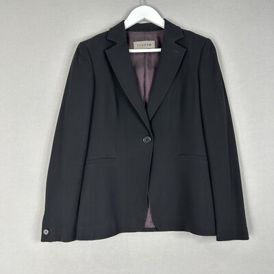 Jigsaw Womens Jacket 14 Black Wool Tailored Blazer Single Button Work  Business