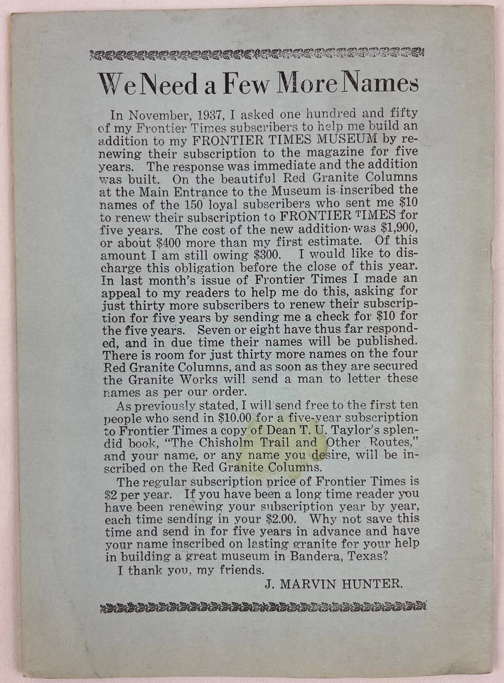 Frontier Times Magazine, December 1938, Vol 16 No 3, Vintage Western History - Image 2 of 4
