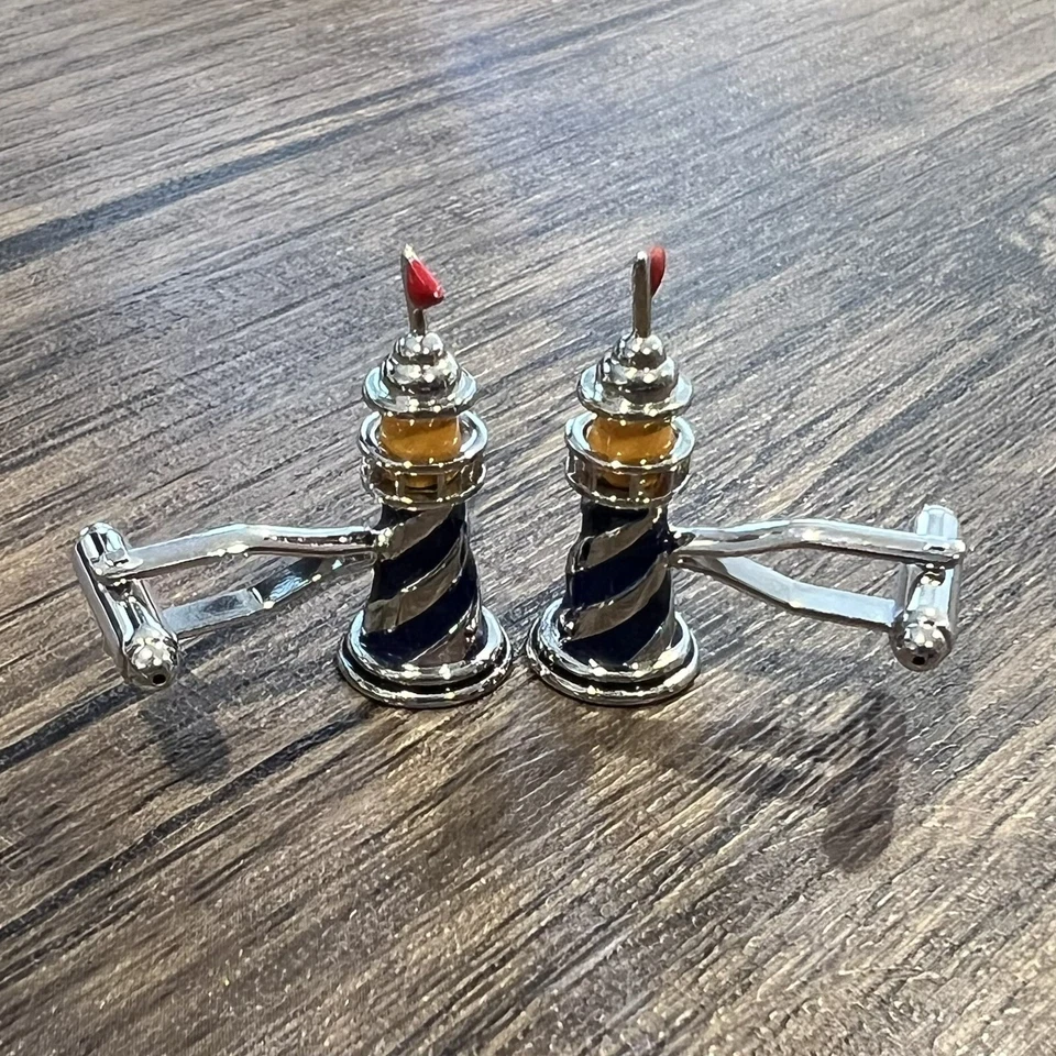 男士灯塔袖扣生日婚礼礼物带盒 — 第 2/4 张图片