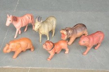 6 Pc Vintage Different Colorful Celluloid Animals Figurines , Japan