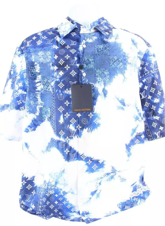 Camisa Louis Vuitton para Hombre XL con Monograma Bandana Azul Botones  Mangas Co