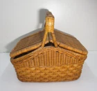 Vintage Wicker Wood Sewing/Picnic Basket. Excellent Condition.