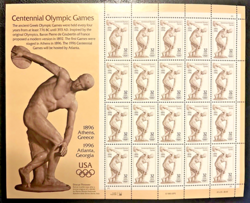US Stamps - CENTENNIAL OLYMPIC GAMES,  1995, 32c x20, MNH, #3087 Athens/Atlanta - Picture 1 of 1