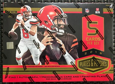 2018 Panini Plates & Patches Football Hobby Box - USPS Priority Shipping