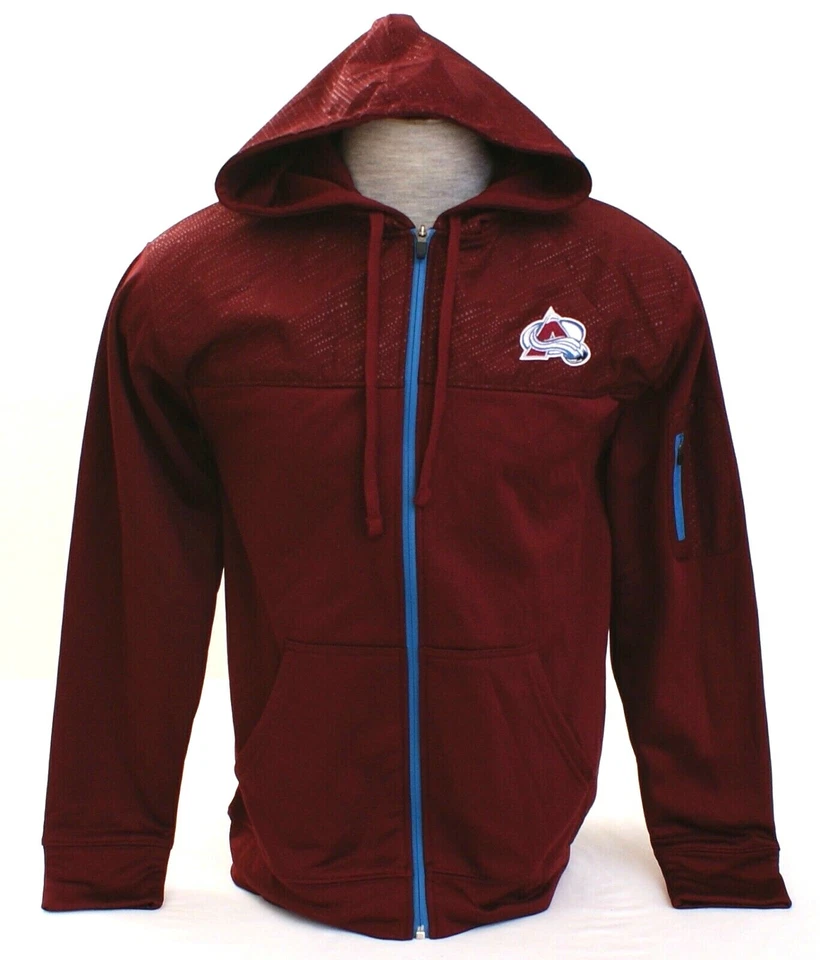 Chaqueta deportiva con capucha delantera cremallera avalancha NHL Borgoña Colorado para hombre nueva con etiquetas Foto 2 de 4