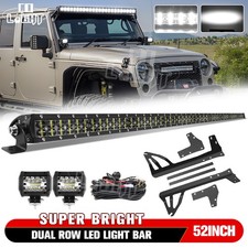 For Jeep Wrangler Jk 07-18 Front Upper Roof 52 Led Light Bar Combo4 Pods Kit