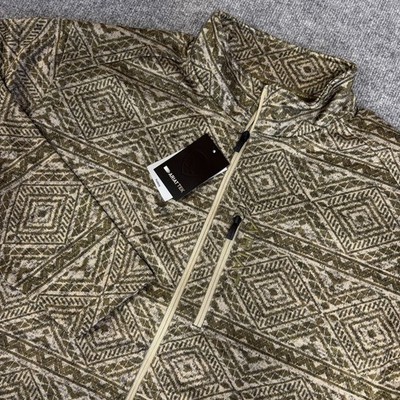 ARIAT Tek Fleece Jacket Men 2XL Green Geometric Caldwell Full Zip Sweater NEW