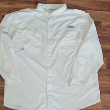 Columbia PFG Omni-Shield Blood'N Guts XXL White Long Sleeve Fishing Shirt