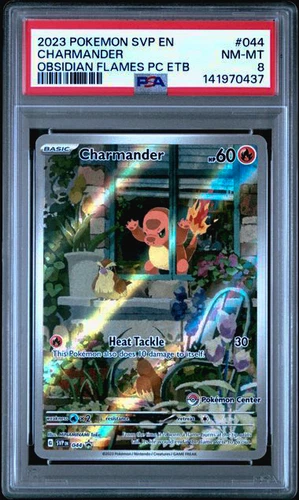 Charmander SVP 044 Pokemon Center Stamped Obsidian Flames ETB Promo SVP044 PSA 8
