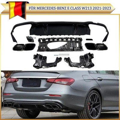 Heckdiffusor Glänz Schwarz & Endrohre für Mercedes W213 21-23 Sport E63 Diffusor