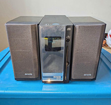 Aiwa XR-M55 Compact Shelf Stereo CD Player AM/FM Aux In w/ 2 Speakers Black