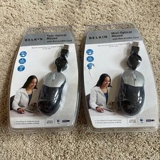 2 LOT of Belkin Mini Wired Travel Mouse, Opti...