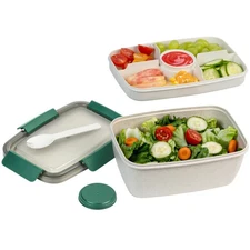 Freshmage Large Salad Container for Lunch, 2 Packs 68oz Salad Bowls with 5 Co...