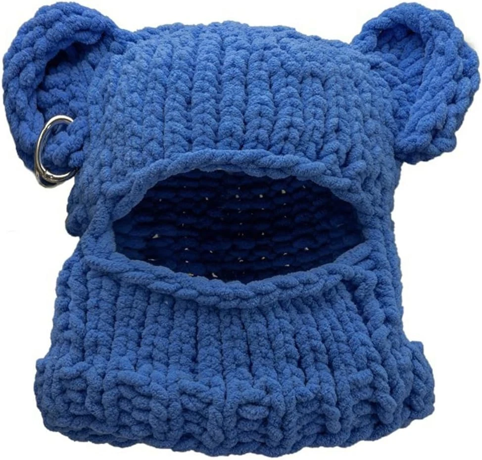 Balaclava Face Mask Women Men Y2K Ski Mask Knit Crochet Beanies Hood Hat Scarf 2
