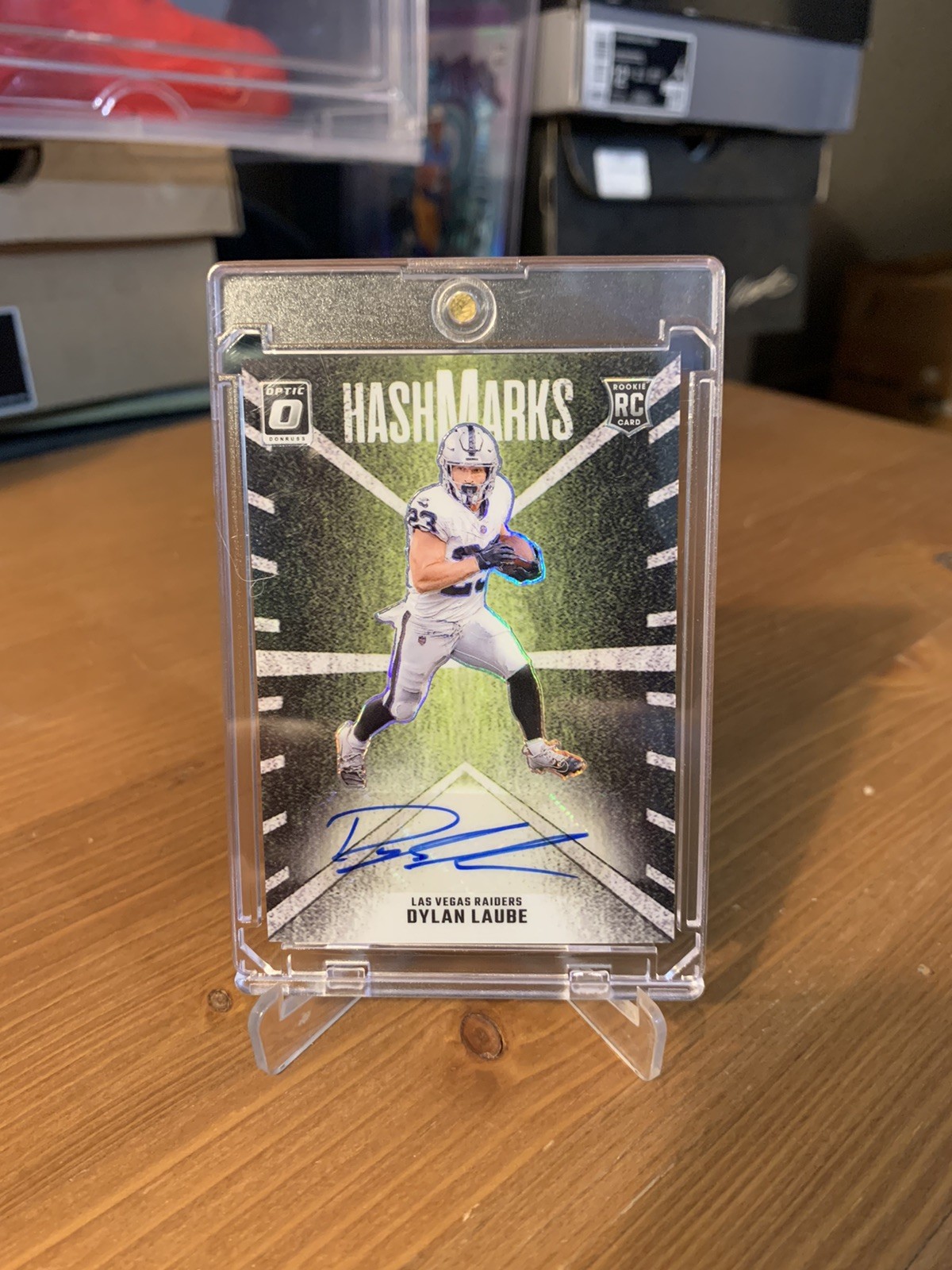 2024 Panini Donruss Optic - Hash Marks Dylan Laube Sp Rc Auto #HM-DLE Raiders