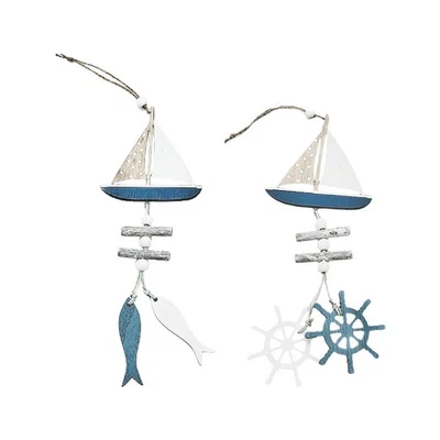 2pcs Ozeanstil Holz Anhänger kreativer Wand Hanging Decor Chic Home Ornament - Bild 1 von 4