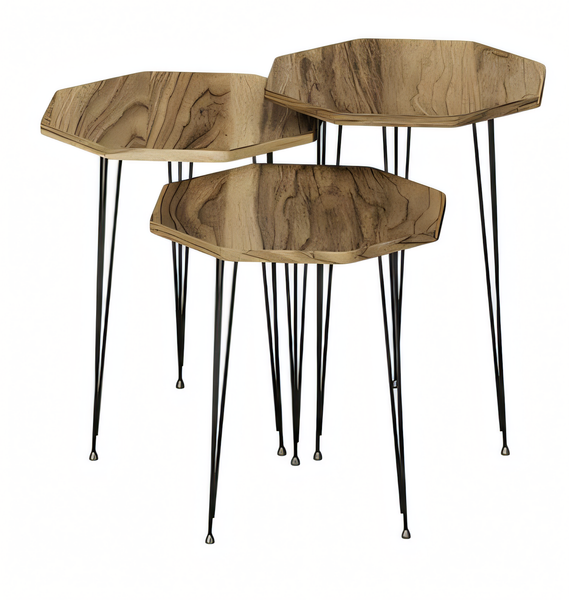 Moderner Brauner Couchtisch Aus Holz Und Metall-image