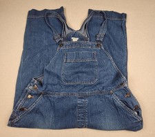 Vtg Cherokee Womens L Blue Denim Overalls Baggy Fit Wide Leg Crop Bib Style Y2K