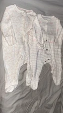 2 Pink N White Baby Girl Sleepsuits Up To 1 Month. Mothercare