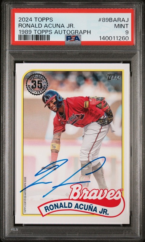 2024 Topps Ronald Acuna Jr. 1989 35th Anniversary Auto PSA 9 Atlanta Braves