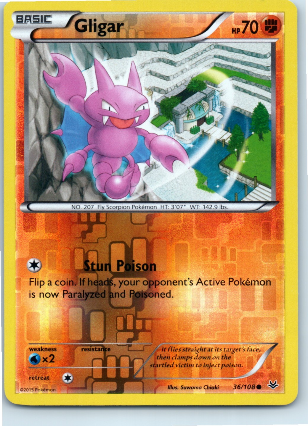 Gligar Roaring Skies 36/108 Common Reverse Holo Pokemon Near Mint
