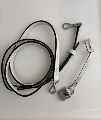 Michael Kors White Leather Replacement Shoulder Strap & Silver Lock Hang Charm