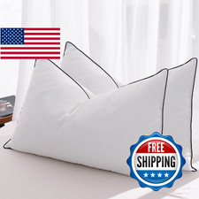 Image of Mosluna King Size Feather Down Pillows Set of 2 - Luxury Hotel Collection Bed