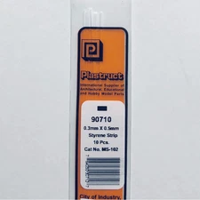 Plastruct 90710 Styrene Rectangle Strip 0.010"x 0.020"x 10" (10)