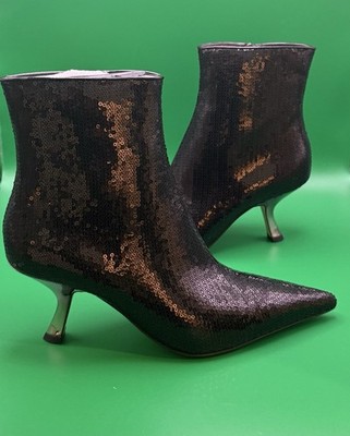 NIB MICHAEL Michael Kors Size 10 Women's Luna Black Sequin Booties Medium Width