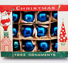 Vintage FANTASIA POLAND CHRISTMAS ORNAMENTS BOX 12 Dark Blue Original Box