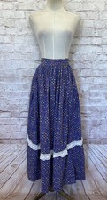 Vintage Handmade Skirt W28 Prairie Calico Midi Country Cottage Farmhouse Pleated