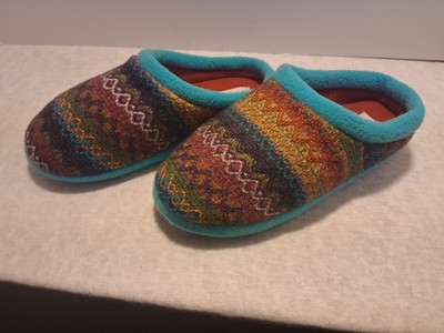 Women's Size 8 Knit Embroidered Slippers ''Creatively Yours'' Multicolored Slip On