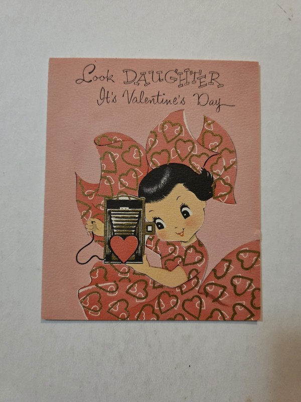 Vintage Valentine Card Norcross Betty Bow Daughter Valentine's Day