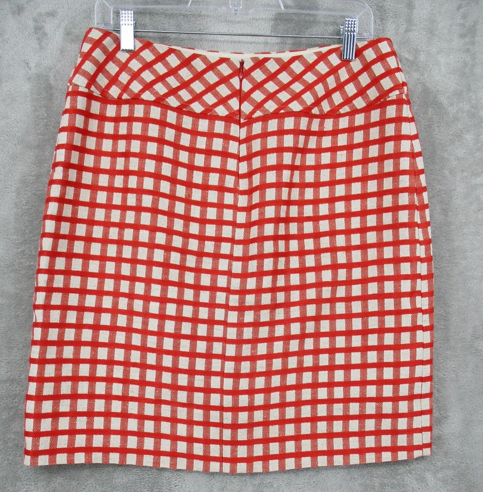 Saia Worth New York 8 lápis quadriculado mistura de linho reta carreira zíper preppy - Imagem 2 de 4