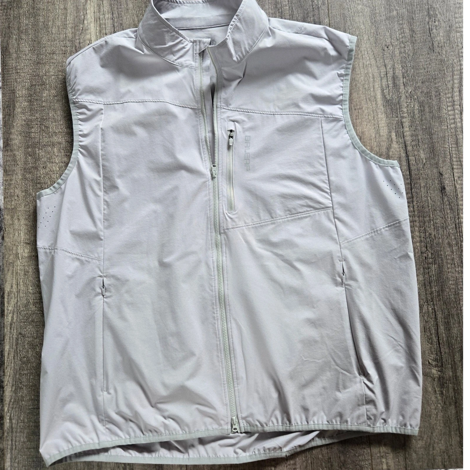 Baleaf Mens 2XL Performance Vest Light Gray Full Zip Hiking Athletic Running