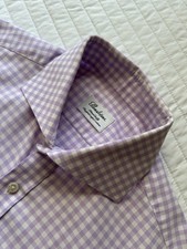 Stenstroms LS Lt Purple  White Check Dress Shirt Size 15 3/4 40 Fitted Mint 