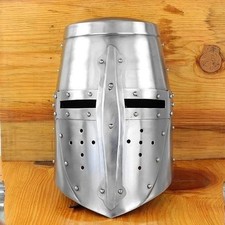 Medieval Era Crusader Great Helmet Knight Steel Helmet Halloween Cosplay 6 Hole